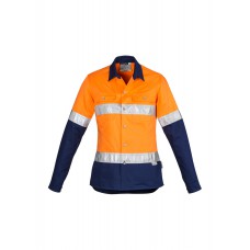 Womens Hi Vis Spliced Industrial Shirt - Hoop Taped Womens Hi Vis Spliced Industrial Shirt - Hoop Taped